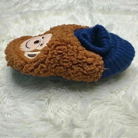 K. Bell Brown Monkey Sherpa Slippers Brown & Blue Size Small - Picture 7 of 14